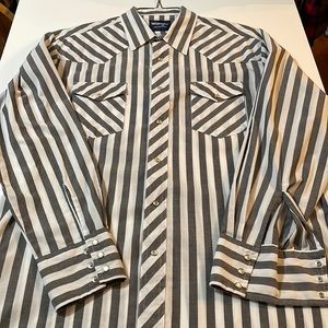 Wrangler Grey Stripe Cowboy Western Shirt XL